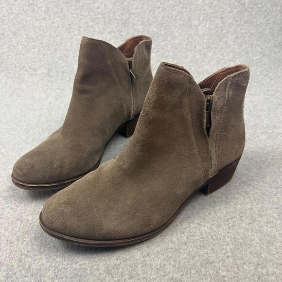Lucky Brand Womens Low Cut Booties Boots 9 Leather beige Casual Winter - Picture 2 of 9